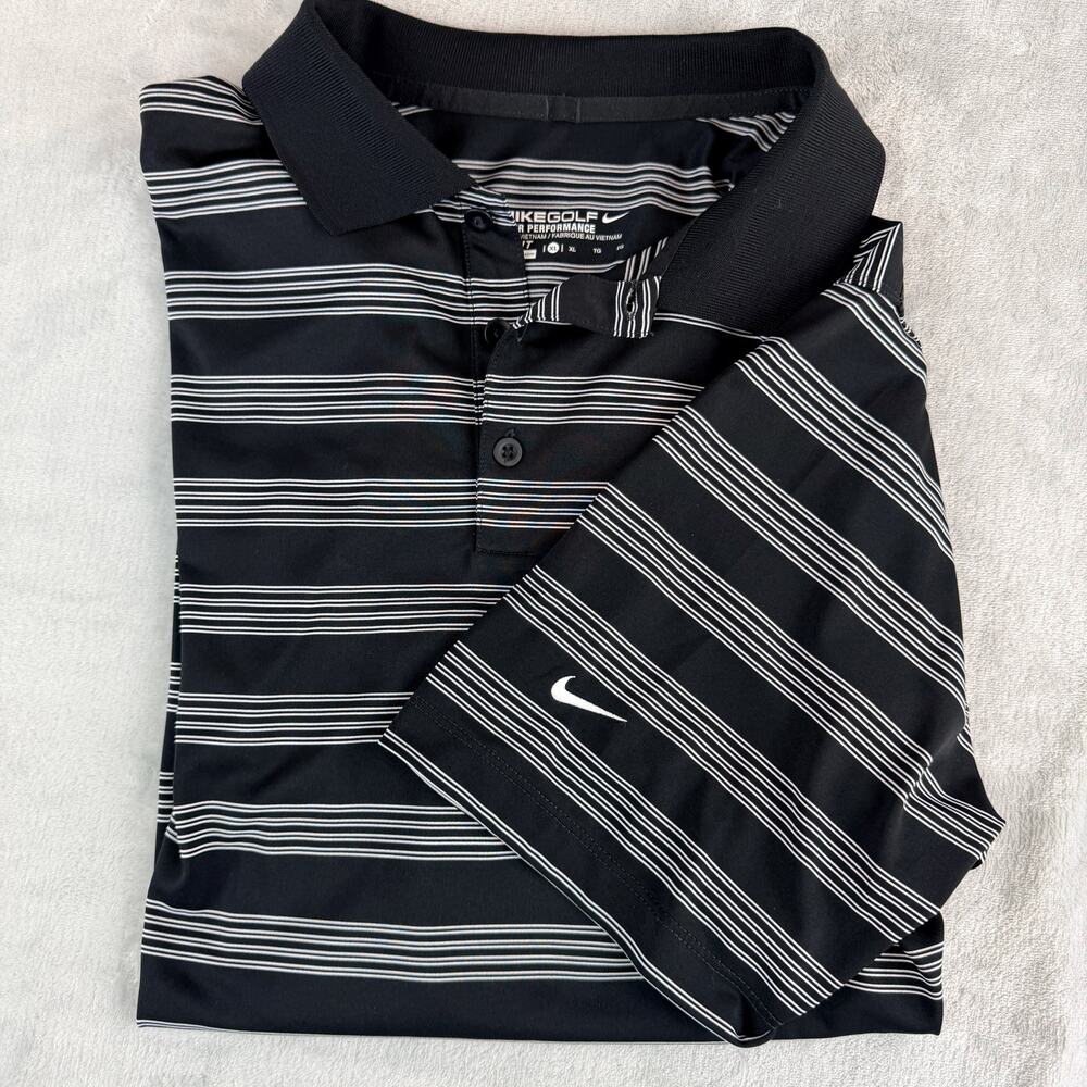 Nike Golf Polo Mens XL Dri-Fit Tour Performance Black White